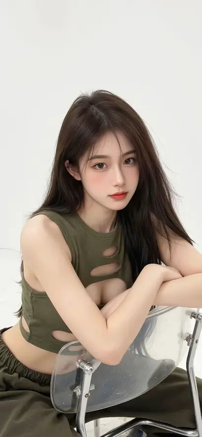 4k美女壁纸 - 黑发 - Ios - 纯色系「哲风壁纸」