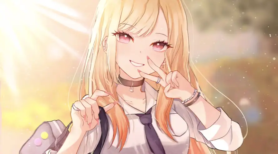 4k粉瞳壁纸 - 金发 - 阳光 - 项圈「哲风壁纸」