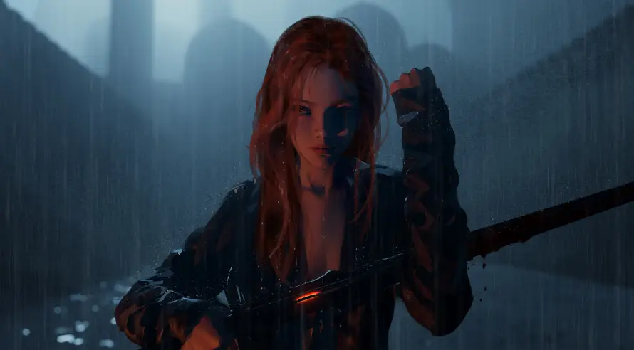 4k2K壁纸 - 红发 - 都市 - 雨夜「哲风壁纸」