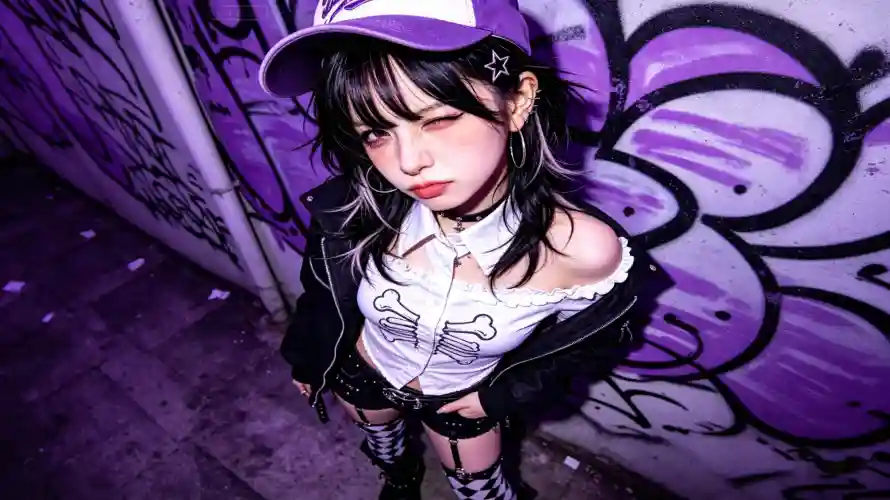 4k紫色壁纸 - 少女 - 涂鸦 - 哥特「哲风壁纸」