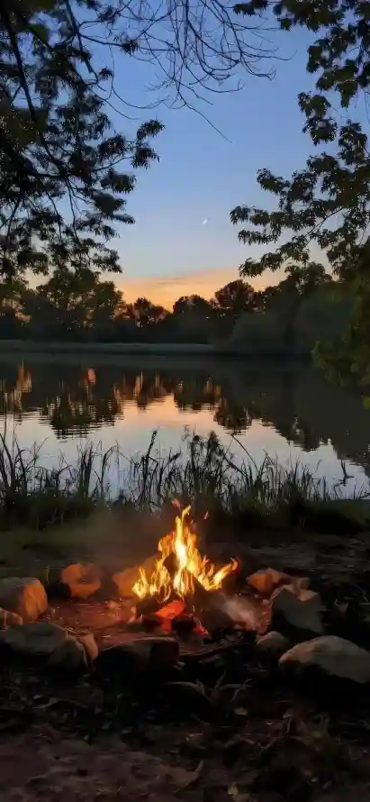 4k湖边壁纸 - 篝火 - 热门壁纸 - wallpaper「哲风壁纸」