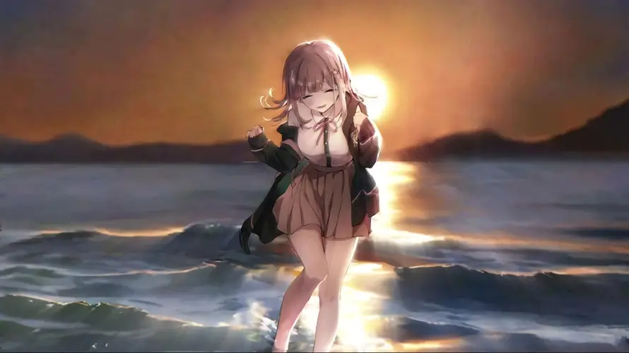 3k少女壁纸-二次元和海浪-七海千秋壁纸分享「哲风壁纸」