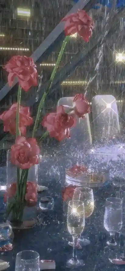 4k玫瑰壁纸 - 酒杯 - 酒水 - 餐桌「哲风壁纸」