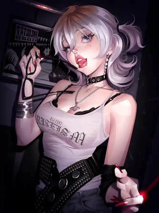 4k吊带壁纸 - 眼镜 - 蓝眼 - 辣妹「哲风壁纸」