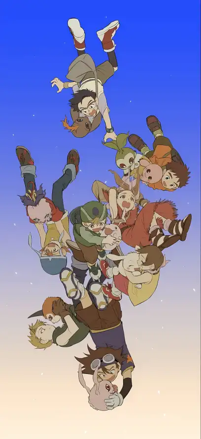 4k多人壁纸 - 掉落 - 竖屏 - 蓝天「哲风壁纸」