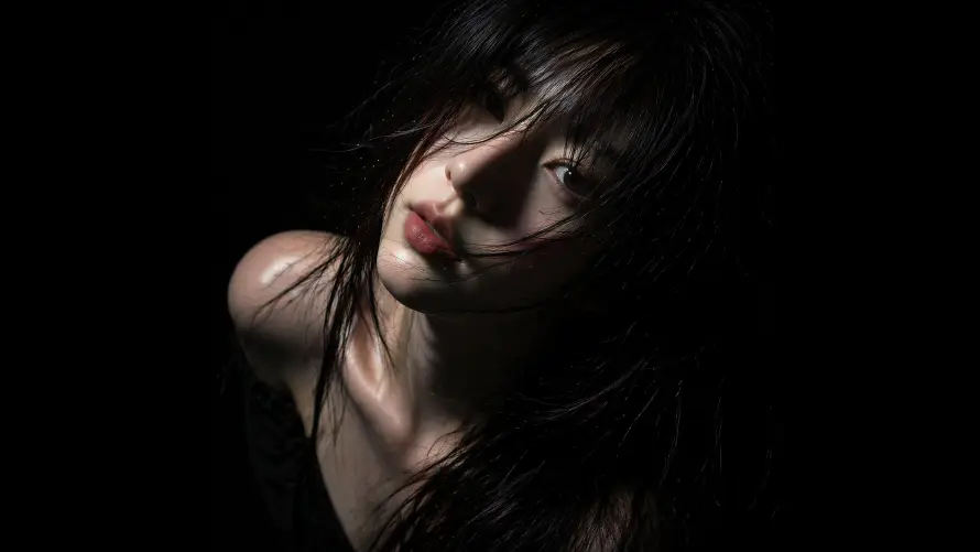 4k人像壁纸 - 湿发 - 红唇 - 美女「哲风壁纸」