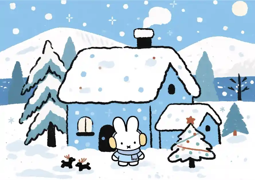 4k冬天壁纸 - 卡通 - 圣诞 - 小狗「哲风壁纸」