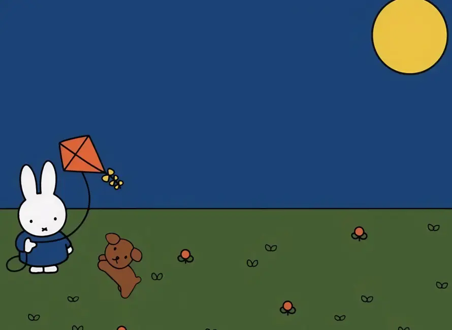 4k卡通壁纸 - 太阳 - 小狗 - 小花「哲风壁纸」