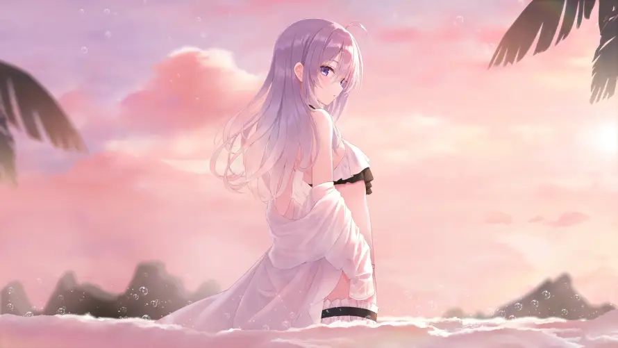 4k日落壁纸 - 晚霞 - 椰树 - 海水「哲风壁纸」