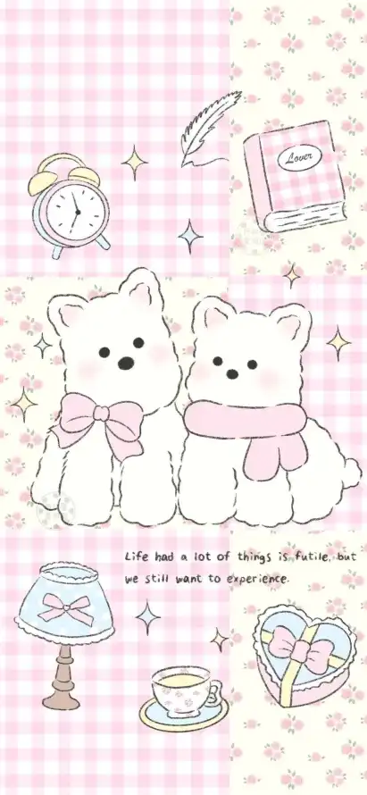 4k可爱壁纸 - 台灯 - 围巾 - 小狗「哲风壁纸」