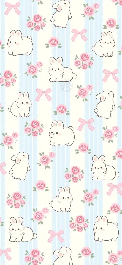 4k可爱壁纸 - 小兔 - 平铺 - 手绘「哲风壁纸」