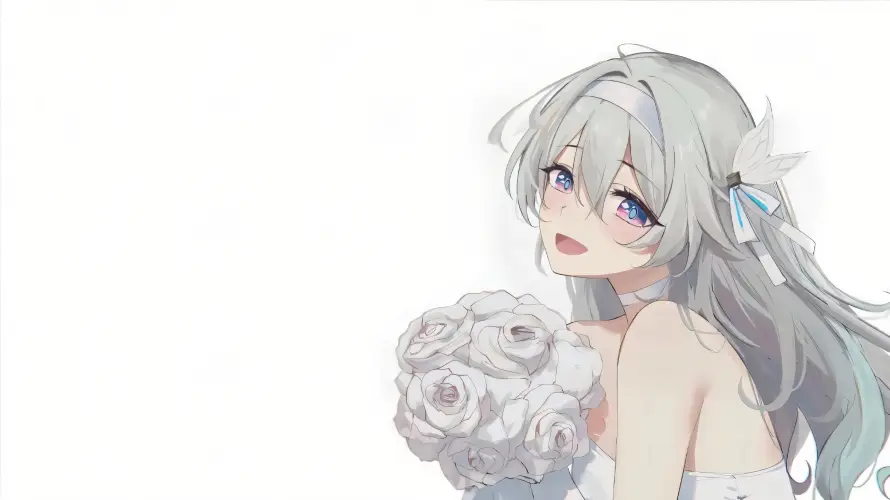 4k流萤壁纸 - 紫眸 - 花束 - 银发「哲风壁纸」