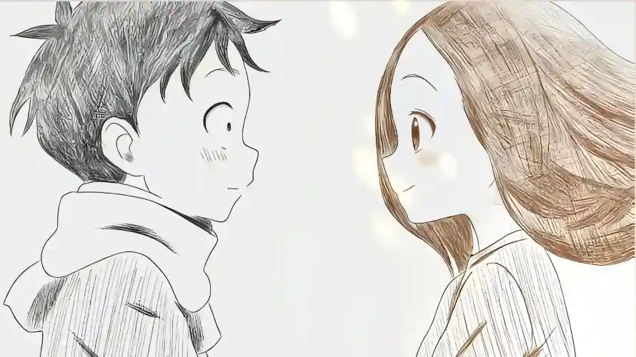 3k初恋壁纸-铅笔画壁纸和对视-高木&西片热门的壁纸「哲风壁纸」