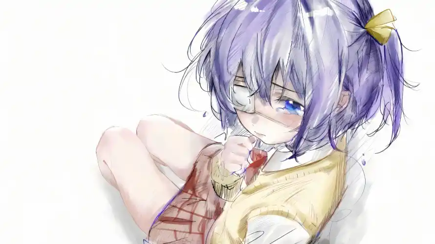 4k少女壁纸 - 手绘 - 眼罩 - 紫发「哲风壁纸」