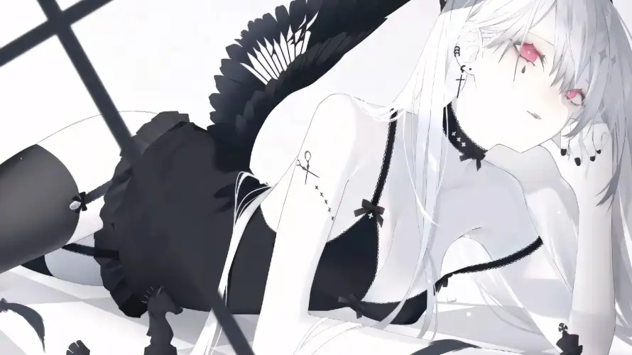 3k白发壁纸-十字架与红瞳-暗黑天使壁纸分享「哲风壁纸」