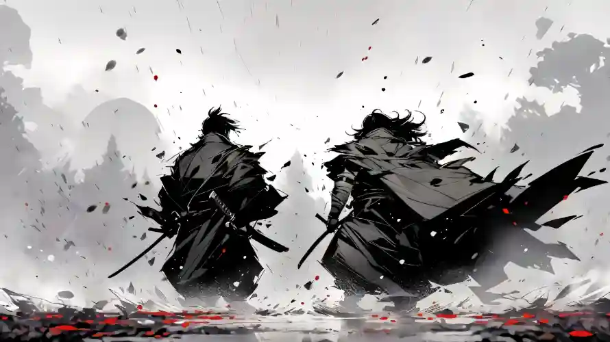 3k写意壁纸-水墨风 - 刀剑-武士对决壁纸推荐「哲风壁纸」