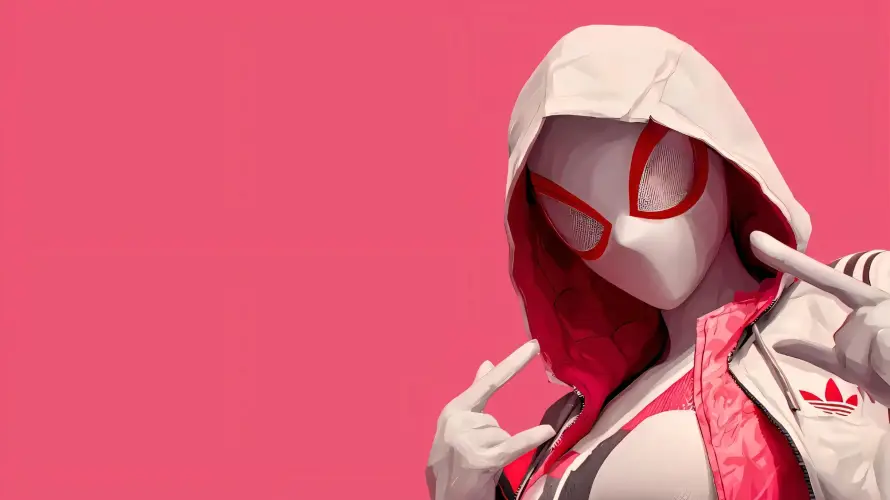 4k漫威壁纸 - 蜘蛛侠 - 女蜘蛛侠 - 粉色背景「哲风壁纸」