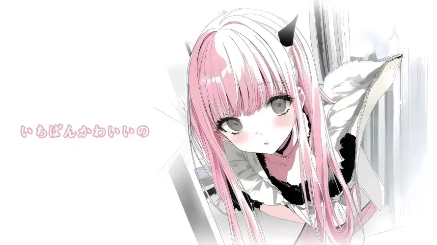 3k粉发壁纸-女仆装与脸红-动漫少女免费下载「哲风壁纸」