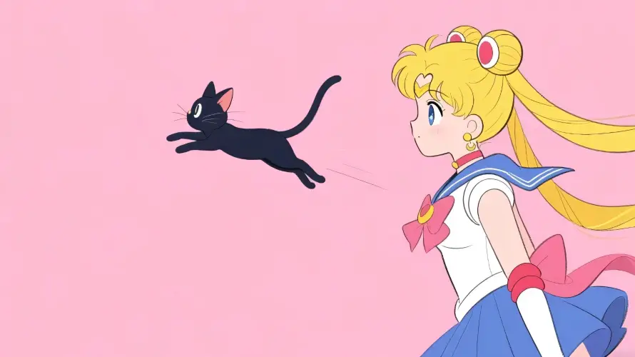 4k露娜壁纸 - 黑猫 - 月野兔 - 水手服「哲风壁纸」