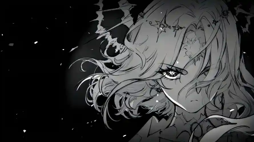 4k星瞳壁纸 - 长发 - 黑白 - 二次元「哲风壁纸」