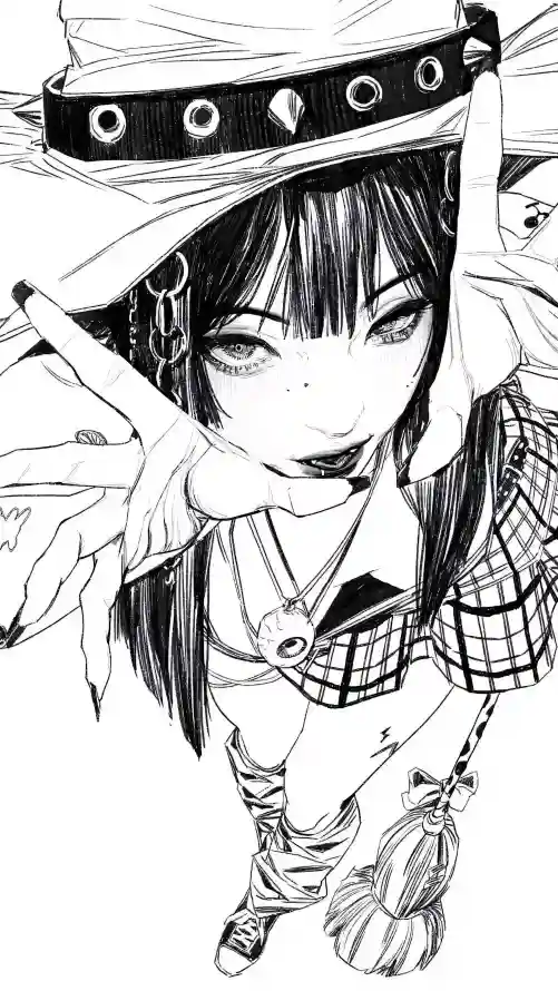 4k手绘壁纸 - 女巫帽 - 绑带鞋 - 长刘海「哲风壁纸」