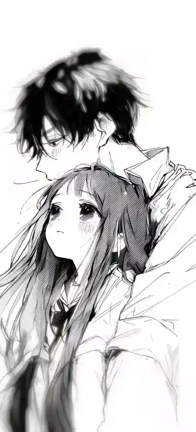 4k校园情侣壁纸 - 背靠背线稿 - 热门壁纸 - wallpaper「哲风壁纸」