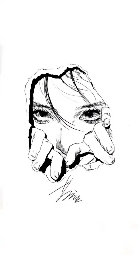 4k眼睛特写壁纸 - 撕纸线稿 - 热门壁纸 - wallpaper「哲风壁纸」