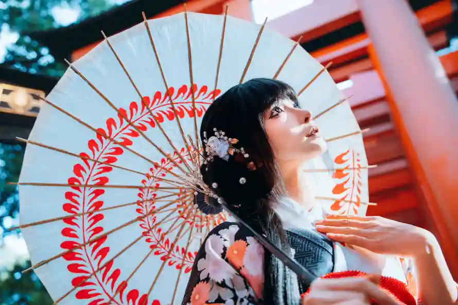 6k发饰壁纸-cos - 和服-日式鸟居壁纸分享「哲风壁纸」