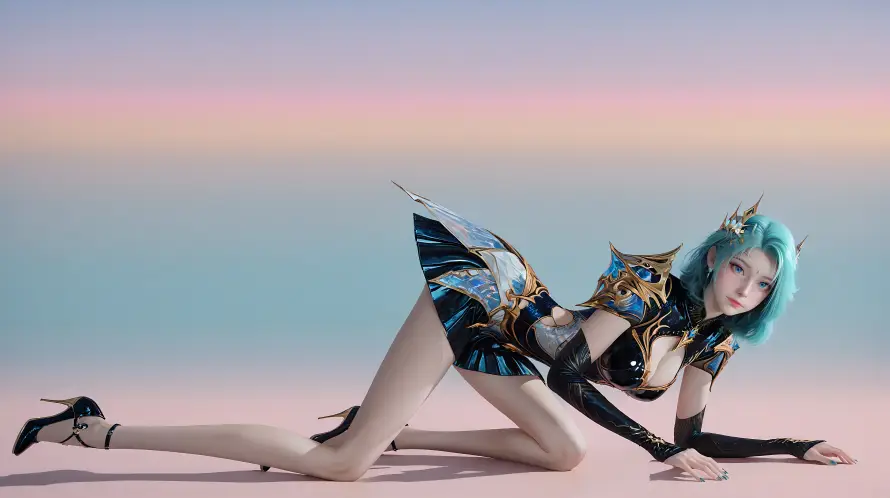 4k冰帝壁纸 - 御姐 - 蓝发 - 高跟鞋「哲风壁纸」