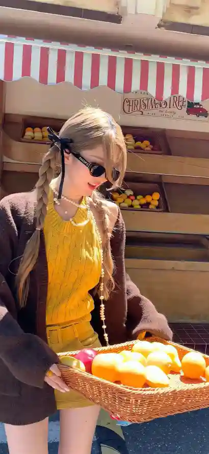 4k墨镜壁纸 - 橙子 - 美女 - 苹果「哲风壁纸」