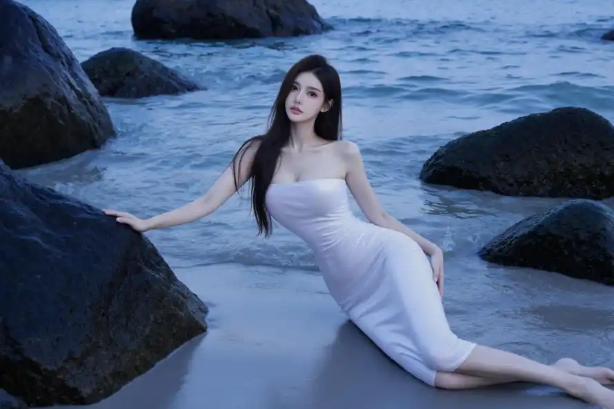 2k壁纸壁纸-修身裙和平板-白衣美女壁纸推荐「哲风壁纸」