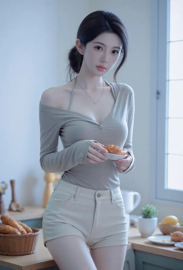 4k人像壁纸 - 休闲 - 厨房 - 可颂「哲风壁纸」