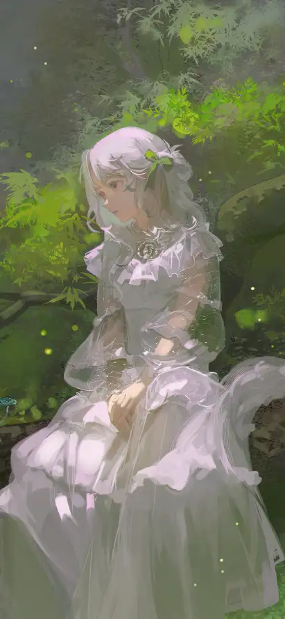 4k头纱壁纸 - 少女 - 林间 - 清新「哲风壁纸」