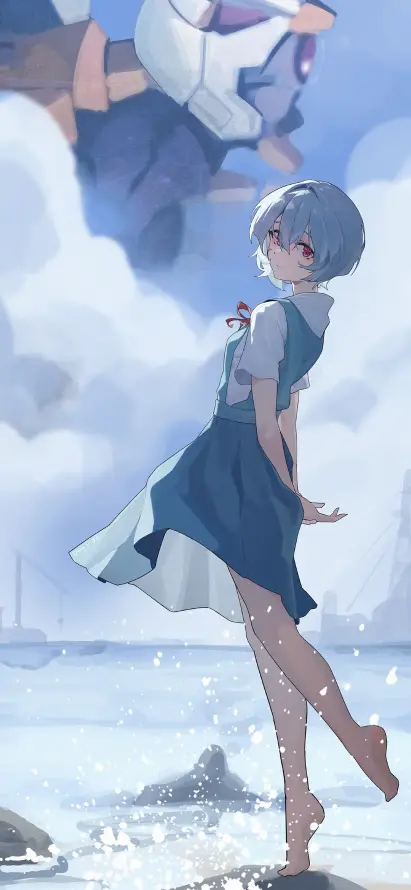 4k少女壁纸 - 校服 - 沙滩 - 海边「哲风壁纸」