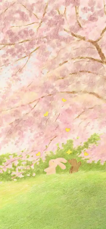 4k嫩绿壁纸 - 插画 - 樱花 - 治愈「哲风壁纸」