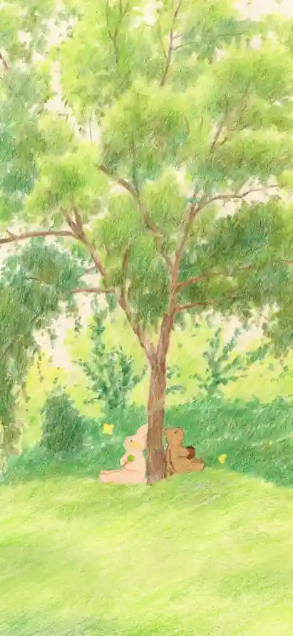 4k大树壁纸 - 手绘 - 插画 - 治愈「哲风壁纸」