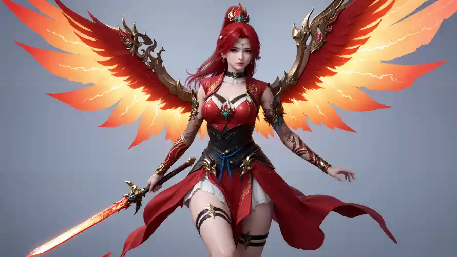 4k国漫壁纸 - 火翼 - 玄幻 - 红发「哲风壁纸」