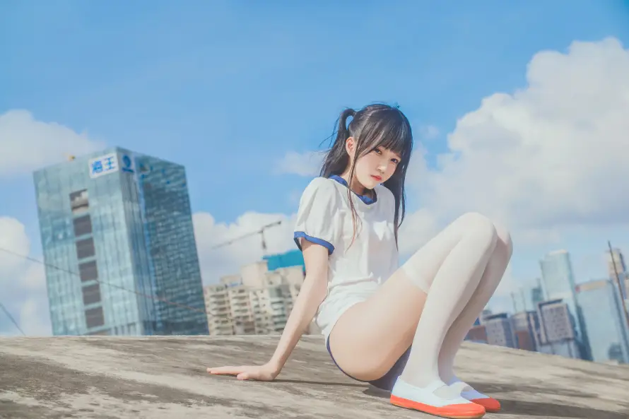 4k少女壁纸 - 白丝 - 桜桃喵 - 体操服「哲风壁纸」