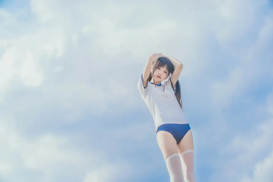 4k少女壁纸 - 白丝 - 桜桃喵 - 体操服「哲风壁纸」