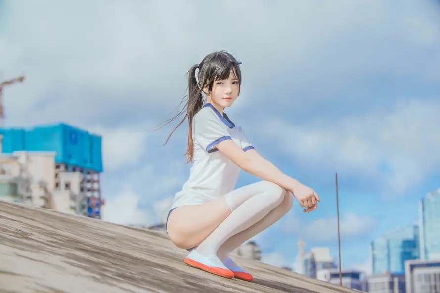 4k少女壁纸 - 白丝 - 桜桃喵 - 体操服「哲风壁纸」