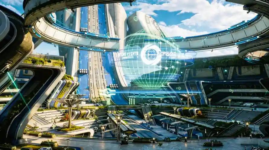 3k科幻壁纸-全息投影壁纸和蓝天-开放世界免费下载「哲风壁纸」