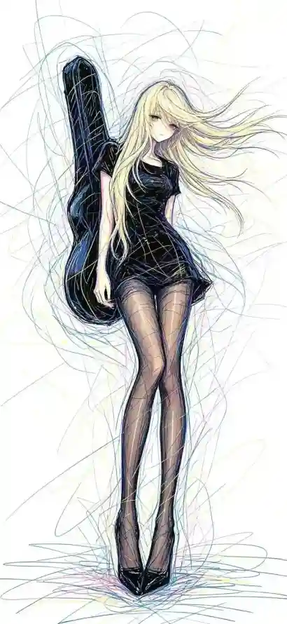 4k手绘壁纸 - 插画 - 线稿 - 金发「哲风壁纸」