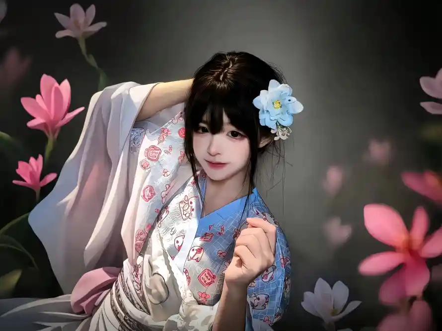 3k发饰壁纸-二次元壁纸和和服-3D渲染热门的壁纸「哲风壁纸」
