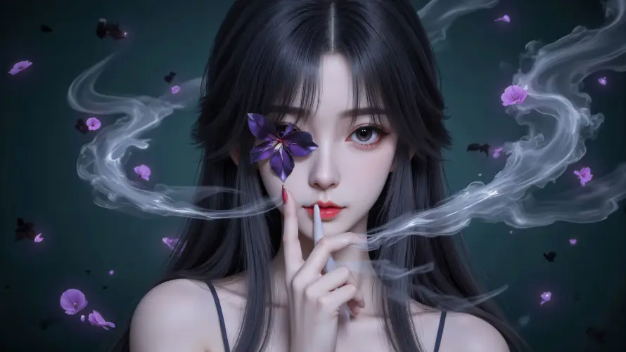 4k国漫壁纸 - 女神 - 烟幕 - 紫花「哲风壁纸」