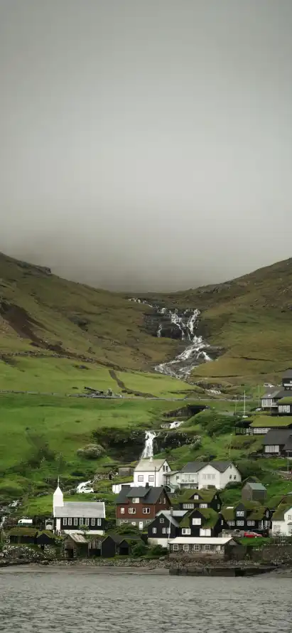 4k山地壁纸 - 建筑 - 村庄 - 湖水「哲风壁纸」