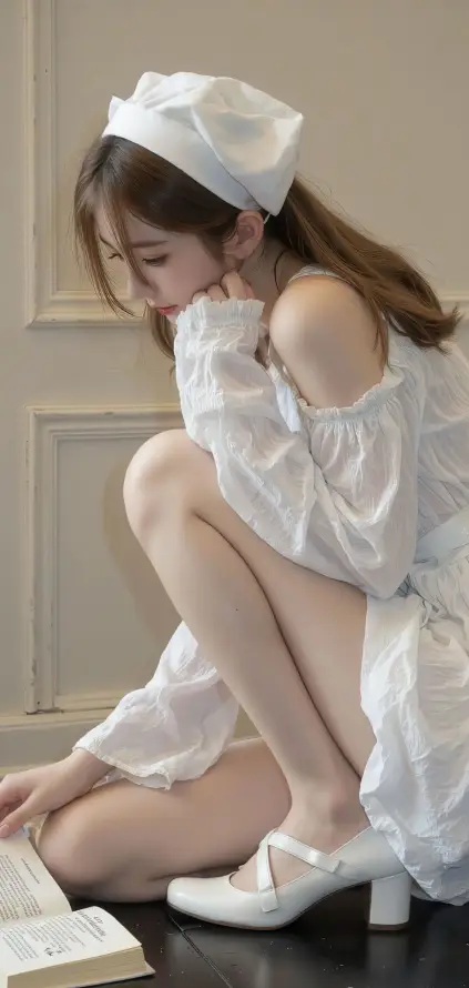 4k室内壁纸 - 看书 - 美女 - 长发「哲风壁纸」