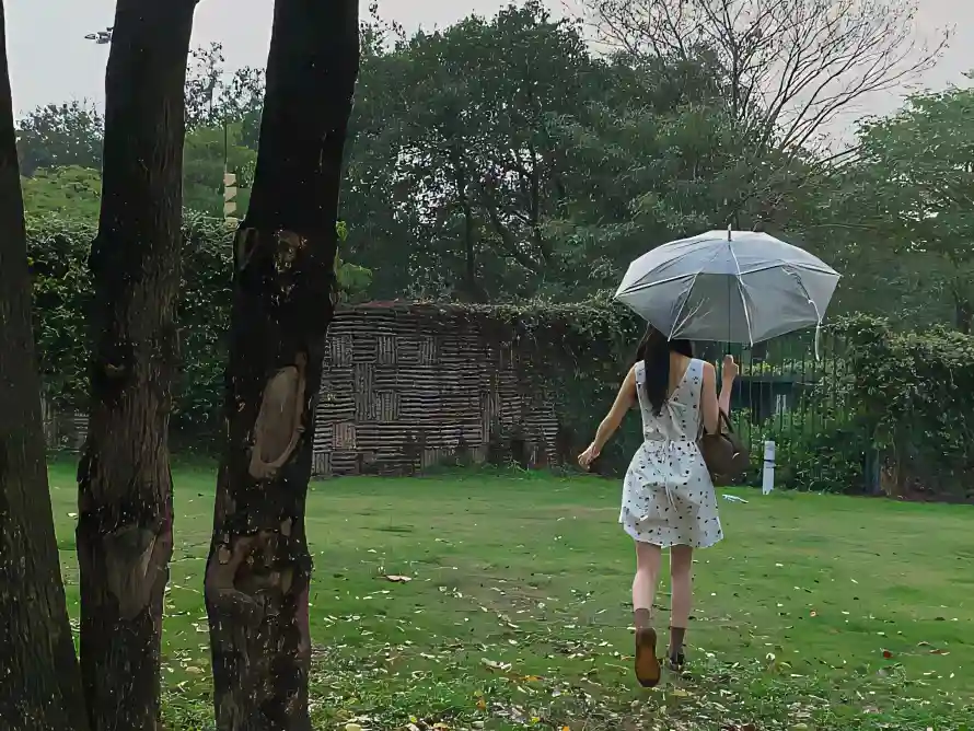 4k女生壁纸-雨天 - 草地-壁纸分享「哲风壁纸」