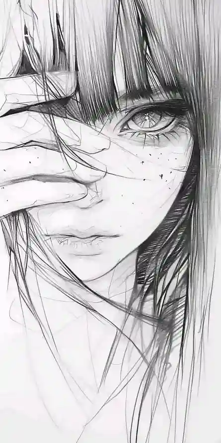4k少女壁纸 - 忧郁 - 手绘 - 拼接「哲风壁纸」