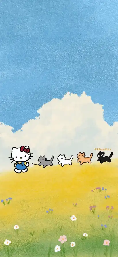 4k卡通壁纸 - 小花 - 治愈 - 猫咪「哲风壁纸」
