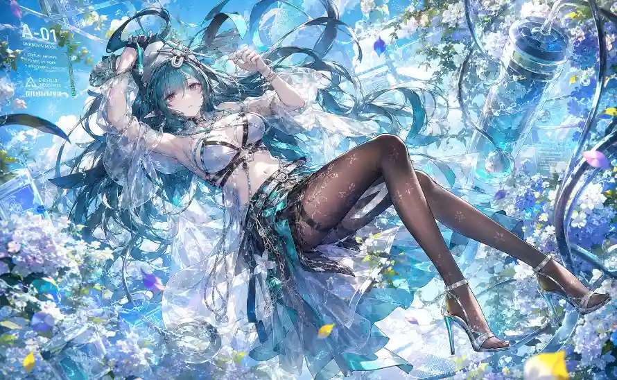4k少女壁纸 - 插画 - 白裙 - 花海「哲风壁纸」
